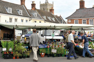 People at the market in Aylsham town centre