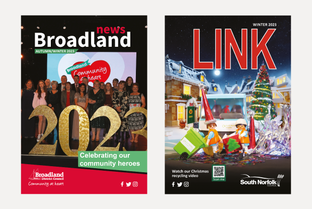 Front cover of Broadland News and South Norfolk Link winter magazines