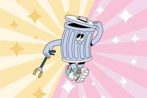 Litter bin holding a litter picker