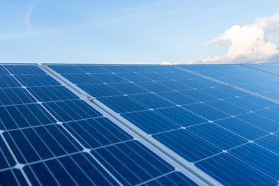 Solar panels and blue sky