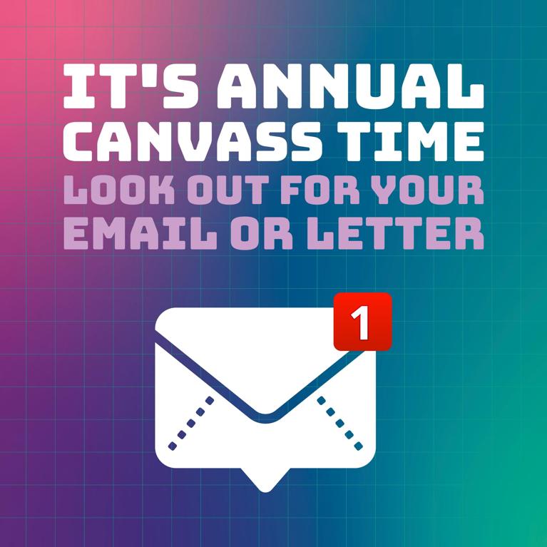 It's annual canvass time look out for your email or letter