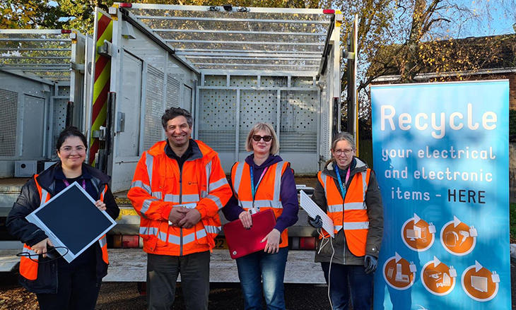 Recycling officers with small electrical items