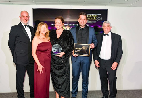 L V Bespoke accepting the Broadland Small Business of the Year Award 