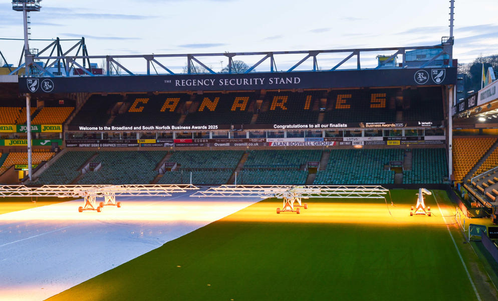 Football pitch at Norwich City FC for the Business Awards