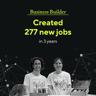 Two female standing behind their products