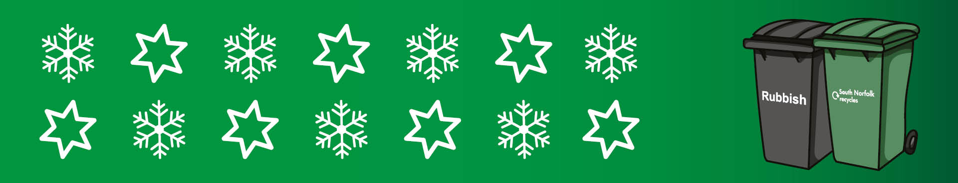 Rubbish and recycling bins with a Christmas background