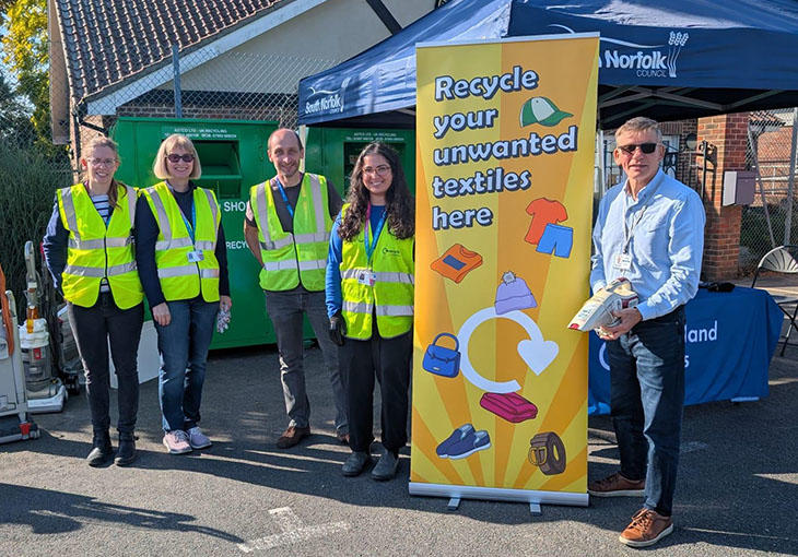 Cllr Jan Davis with the recycling team at Hellesdon recycling event