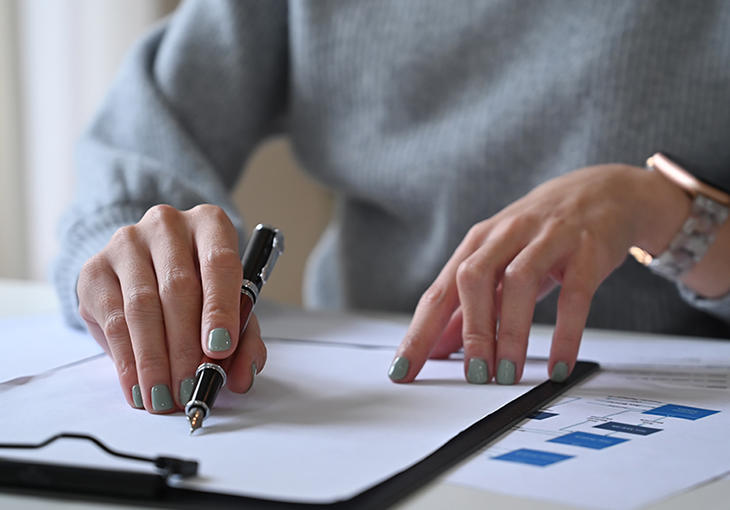 Person filling out form