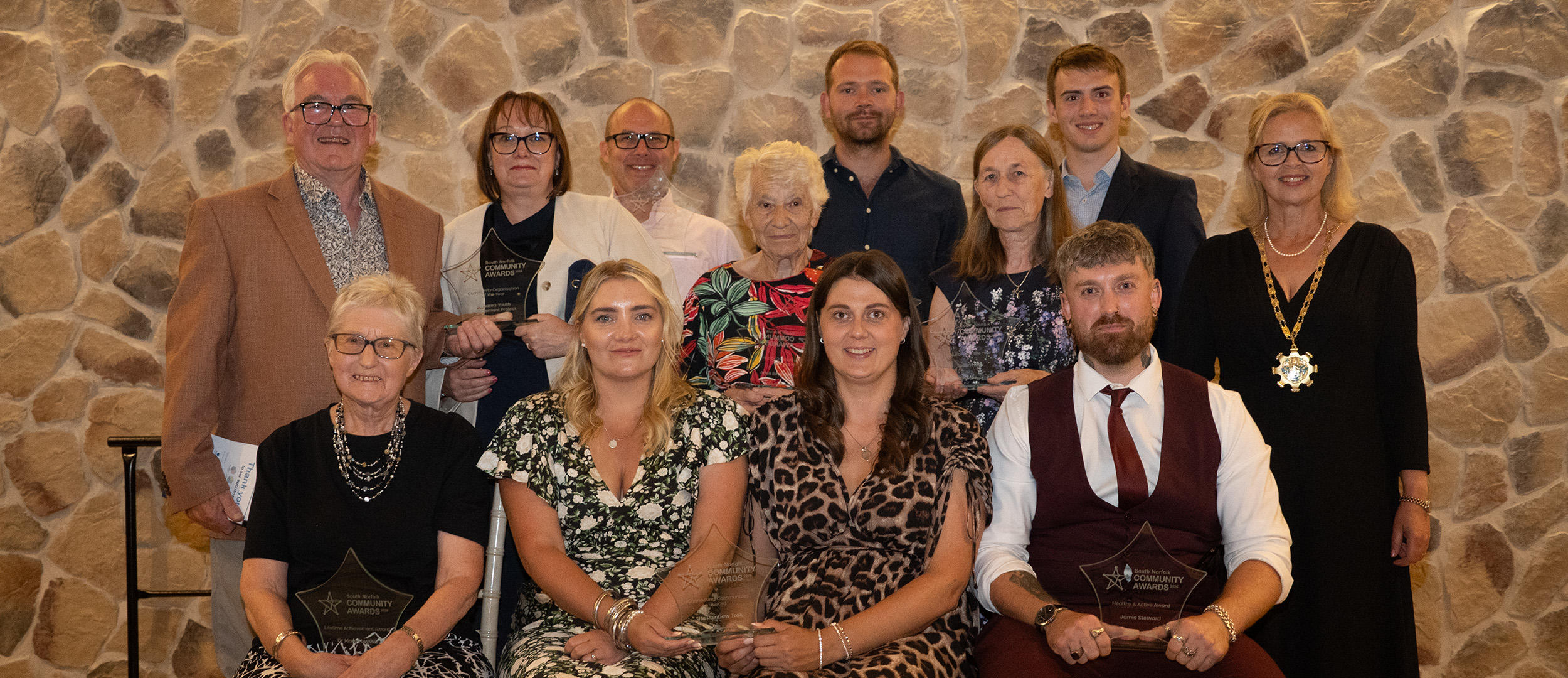 Group photo of all South Norfolk Community Awards winners