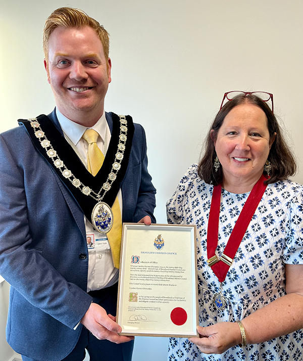 Chair of Broadland District Council, Councillor Adrian Tipple and Vice Chair Councillor Caroline Karimi-Ghovanlou