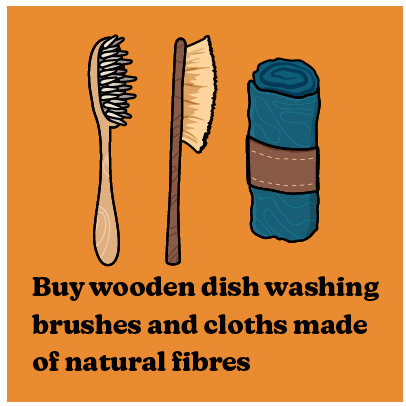 Buy wooden dish washing brushes and cloths made of natural fibes sup