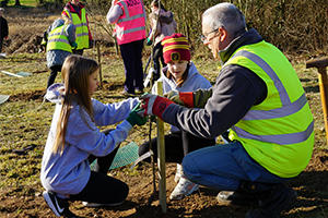 Children planting trees