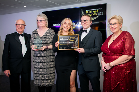 Fox and Hounds accepting their South Norfolk Pub of the Year award
