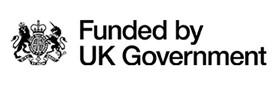 Funded by UK Government logo in black and white