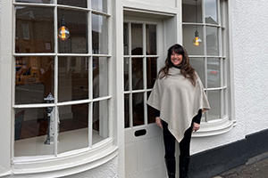Lisa Dunn outside vegan cafe Huggers in long stratton