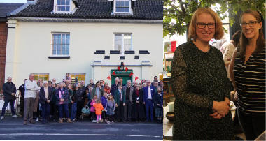 Councillor Kim Carsok at Kett's community book shop and members of broadland outside the bircham centre