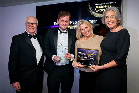 Recruiting Sergeant accepting their Broadland Pub of the Year award
