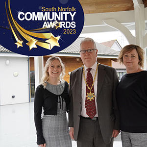 Cllr James Easter with representatives from Glen Lodge and Clarion Futures