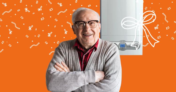 Elderly man with boiler