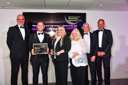 Delta Fire Ltd accepting the Manufacturing and Engineering Business of the Year Award 