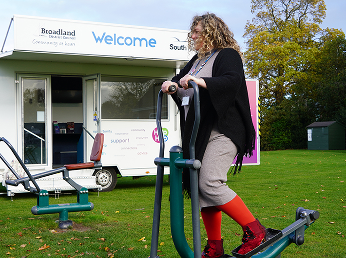 Cllr Natasha Harpley at Old Catton outdoor gym