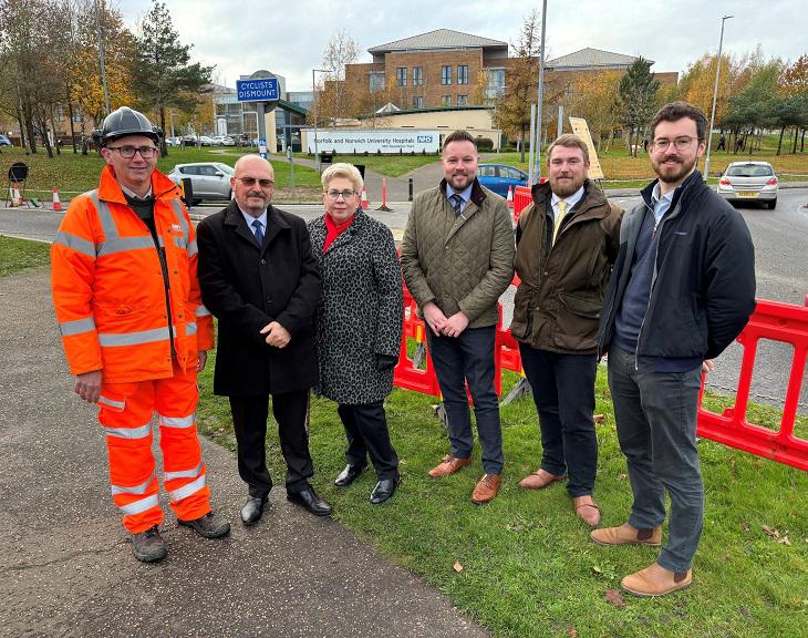 Jon Tovell, Project Manager, Breheny Developments; Cllr Lisa Overton-Neal, South Norfolk Council; Cllr Graham Plant, cabinet member for highways, infrastructure and transport at Norfolk County Council; Gary Mann, Director at Bullen Developments; Myles Hughes, Director at Hainstone; Lewis Beales, Senior Quantity Surveyor at Hainstone