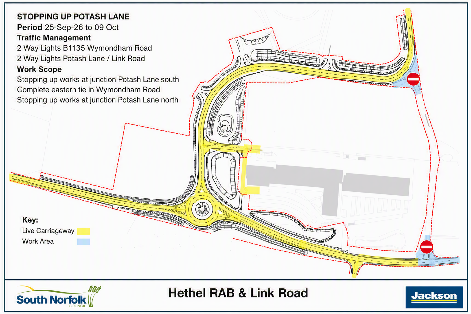 Phase five of new Hethel Roundabout and link Road to Potash Lane