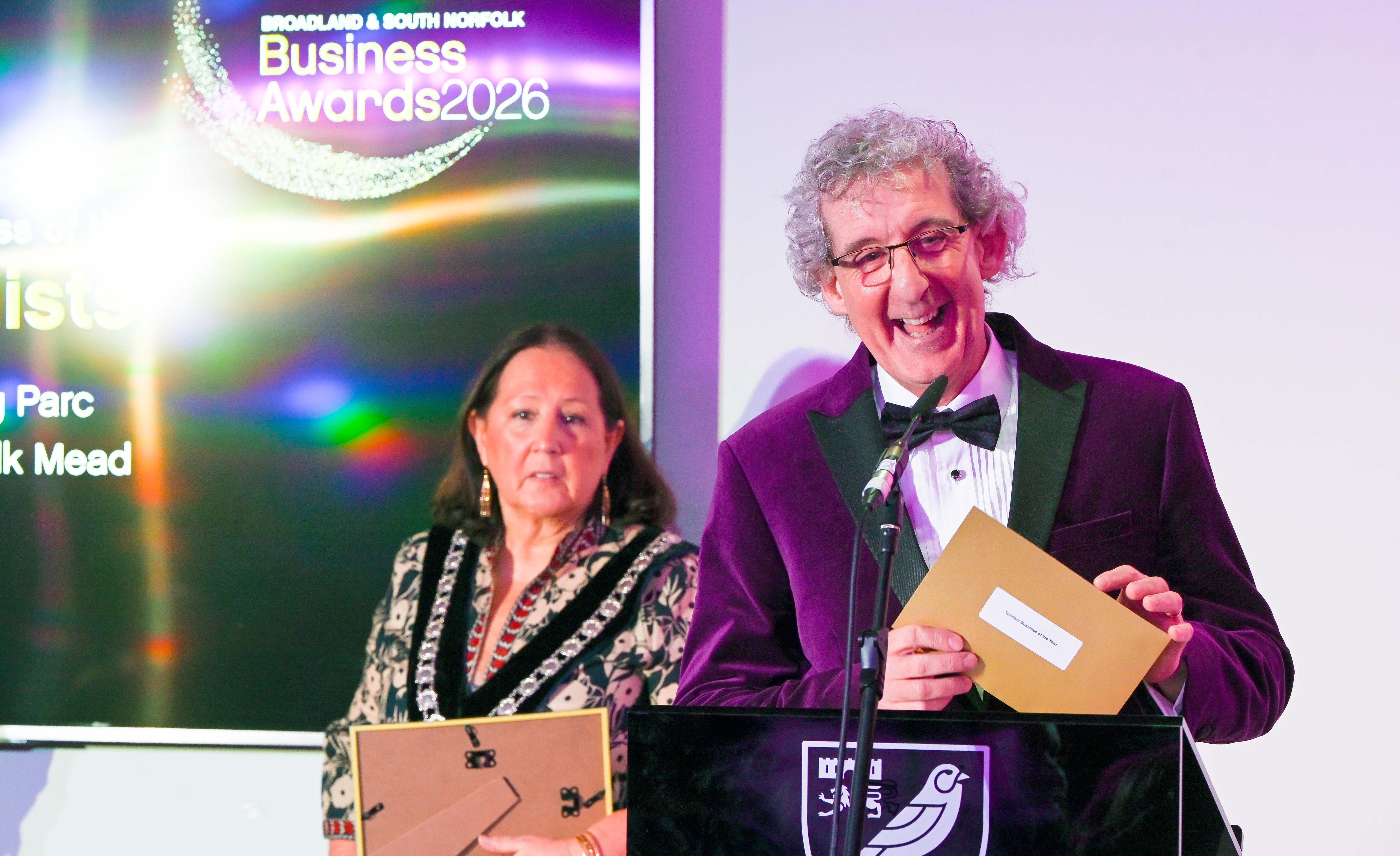 Tourism Officer presenting the Tourism Award at the 2026 Business Awards
