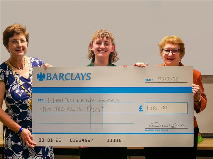 Cllr Deborah Sacks with representatives from Wheatfen Nature Reserve