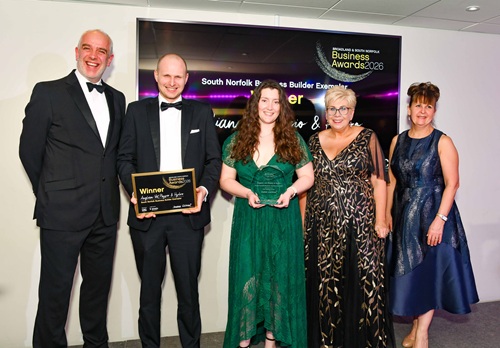 Anglian Vet Physio & Hydro accepting the South Norfolk Business Builder Exemplar Award 