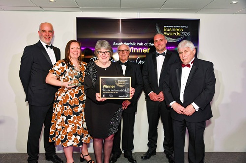The Locks Inn Community Pub accepting the South Norfolk Pub of the Year Award 