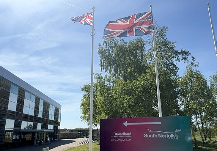 Union Flag flying outside Horizon Building