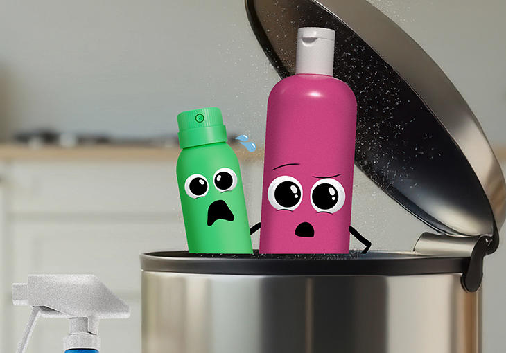 Plastic items unhappy about being put in the bin