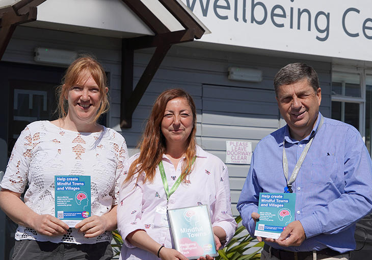 Lisa Webster, Aynur Bailey and Cllr Graham Minshull outside The Space in Burston