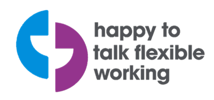 Happy to talk flexible working employer accreditation logo