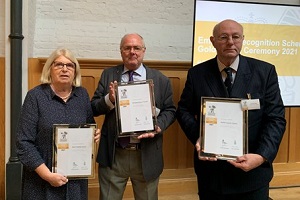 Councillors Florence Ellis, Ken Kelly and Keith Kiddie receiving the Gold Award