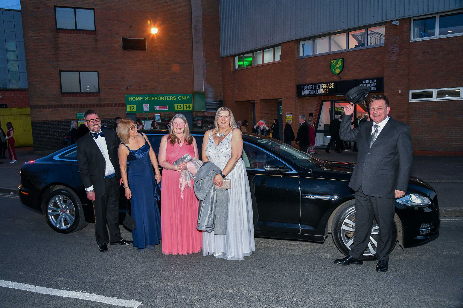 Guests arriving in a limo at the Business Awards