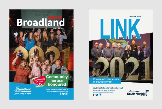 Front cover of the Broadland News and South Norfolk Link magazine winter editions