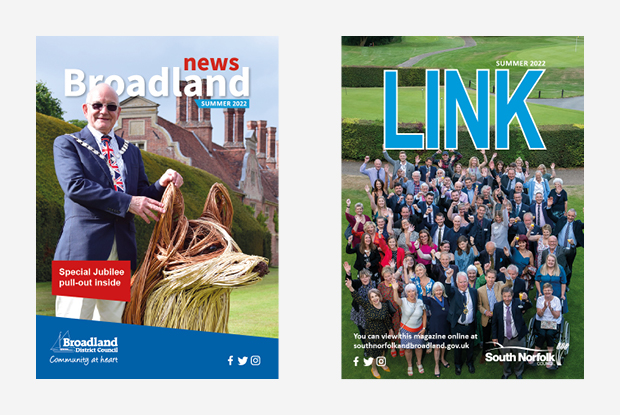 Front cover of the Broadland News and Link summer community magazines